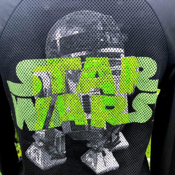 Star Wars black mesh Jacket w/R2D2 droid &Star Wars logo in green on back - Picture 7 of 12